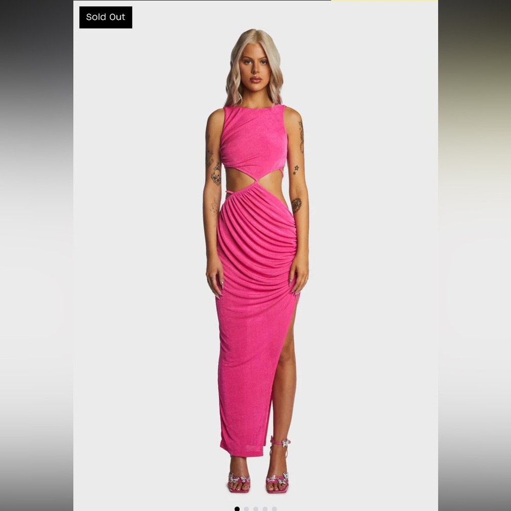 kiki riki FUSCHIA CUT OUT WAIST MAXI DRESS